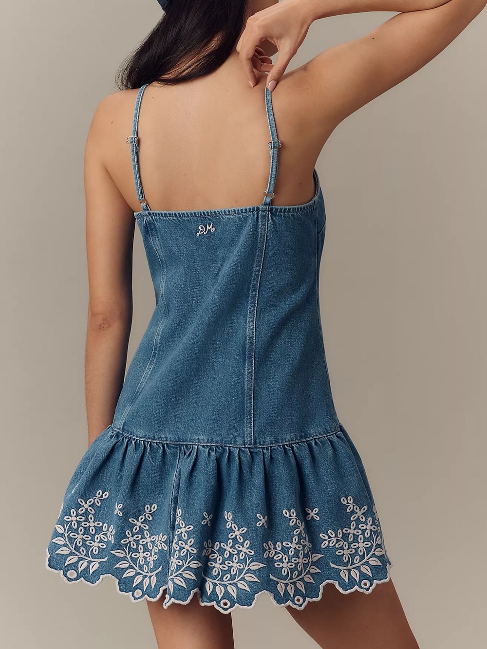 Anthropologie Damson Madder Lana Drop-Waist Mini Dress in Blue Denim - Picture 2 of 8